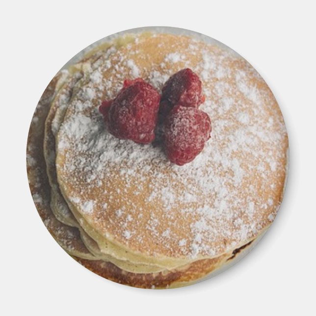 Pancakes Powdered Sugar and Raspberries  Magnet (Front)