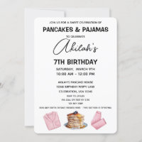 Pancakes & Pyjamas Birthday Girl Party Invitation