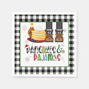 Pancakes & Pyjamas Christmas Party Napkin - BW