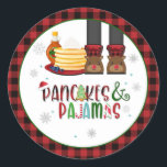 Pancakes & Pyjamas Christmas Party Sticker - Wh<br><div class="desc">Perfect Item to Celebrate that Special Holiday Party!</div>