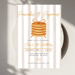 Pancakes & Pyjamas Stripe Birthday Party Invitation