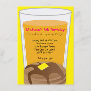 Pancakes & Pyjamas Yellow Brunch Party Invitation