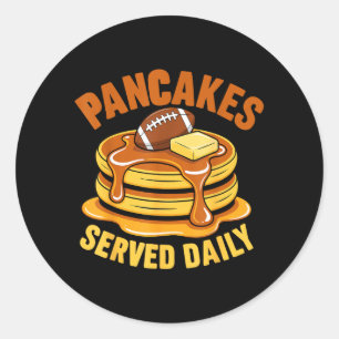 Pancakes Served Daily Football Pancakes Classic Round Sticker