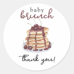 Pancakes Sweet Cherry Baby Shower Thank You Card Classic Round Sticker