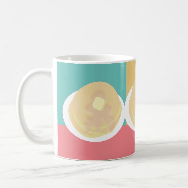 Pancakes Syrup Dripping Colourful Pink Teal   Coffee Mug (Left)
