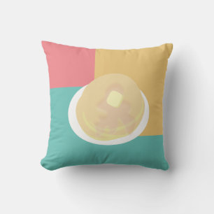 Pancakes Syrup Dripping Colourful Pink Teal Cushion