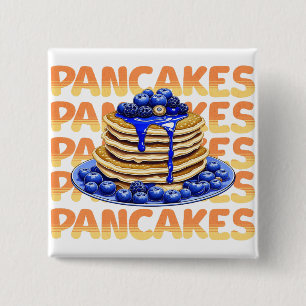 Pancakes Topped with Blueberries 15 Cm Square Badge