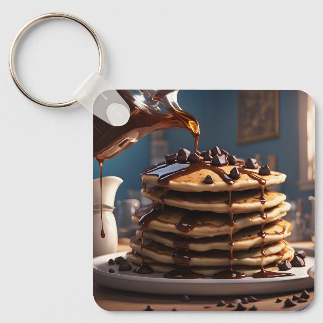 Pancakes with Chocolate Chips. Key Ring (Front)
