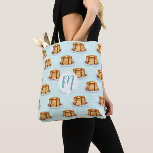 Pancakes with Maple Syrup & Polkadot Pattern Tote Bag