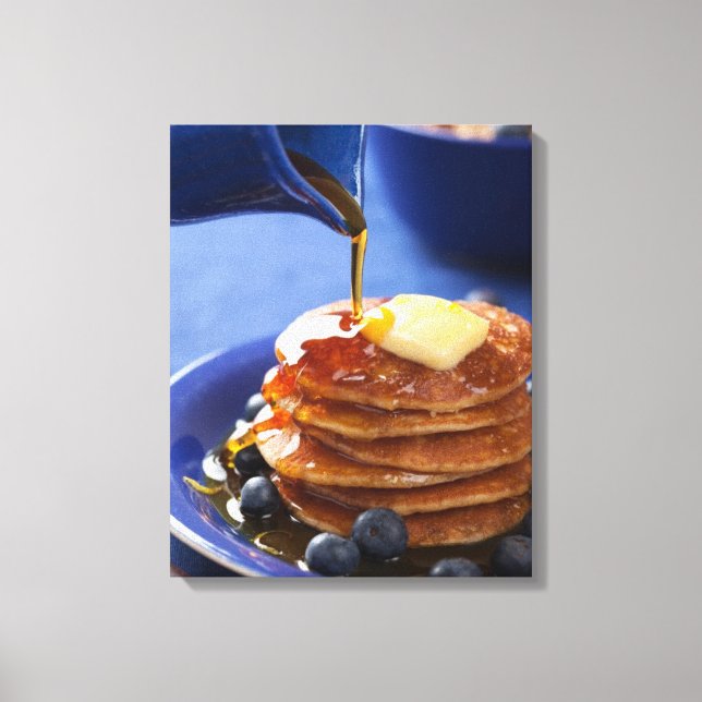 Pancakes with syrup and blueberry canvas print (Front)