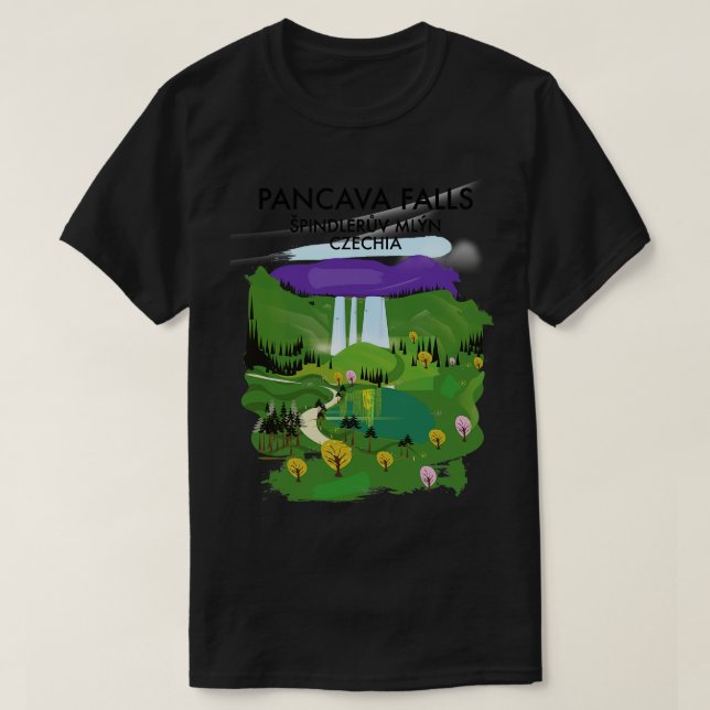 Pancava Falls pindlerv Mln Czechia travel poster T-Shirt (Design Front)