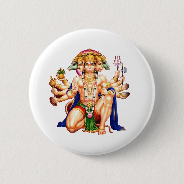 Panchmukhi Hanuman ji 6 Cm Round Badge (Front)