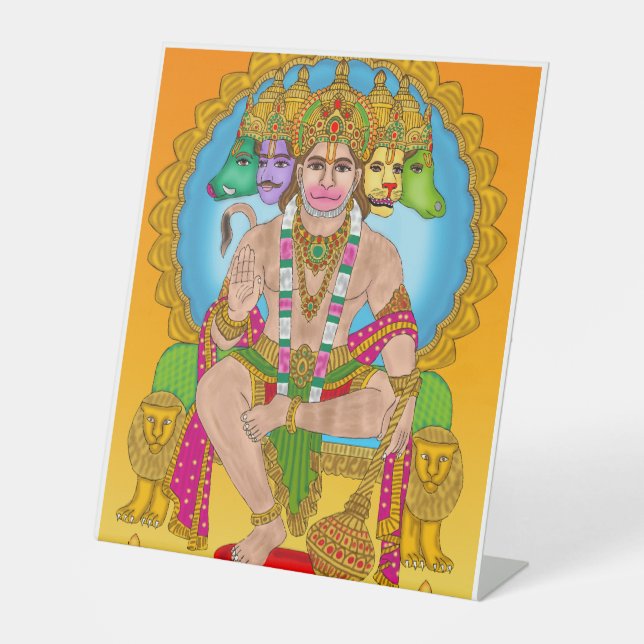 Panchmukhi Hanuman Tabletop Sign | Hindu Lord Hanu (Front)