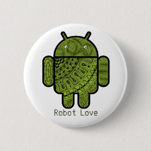 Pancho Doodle Character for the Android™ robot 6 Cm Round Badge