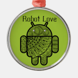 Pancho Doodle Character for the Android™ robot Metal Tree Decoration