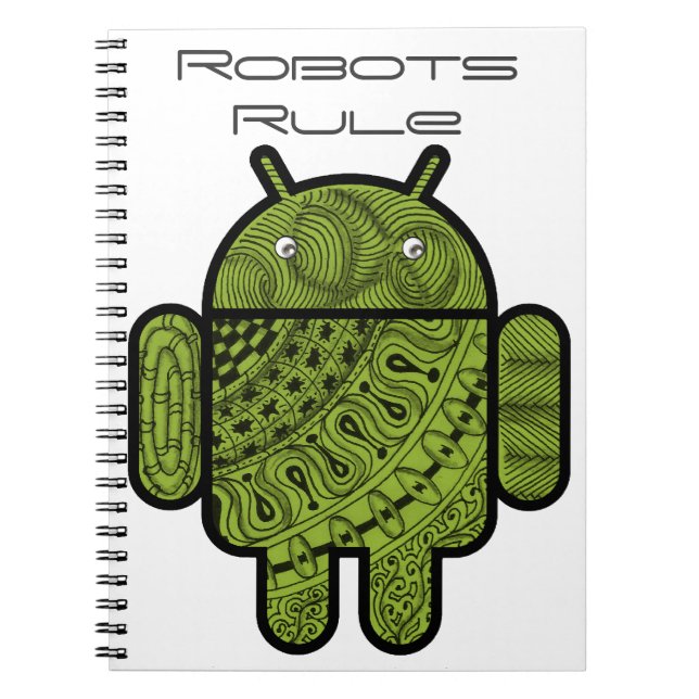 Pancho Doodle Character for the Android™ robot Spiral Notebook (Front)