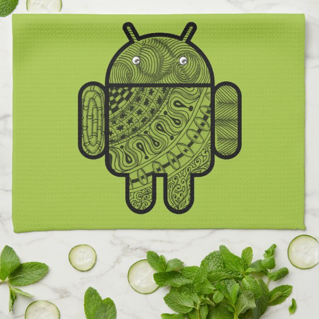 Pancho Doodle Character for the Android™ robot Tea Towel (Folded)