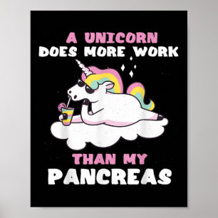 Pancreas Funny Unicorn Type 1 Diabetes Blood Poster