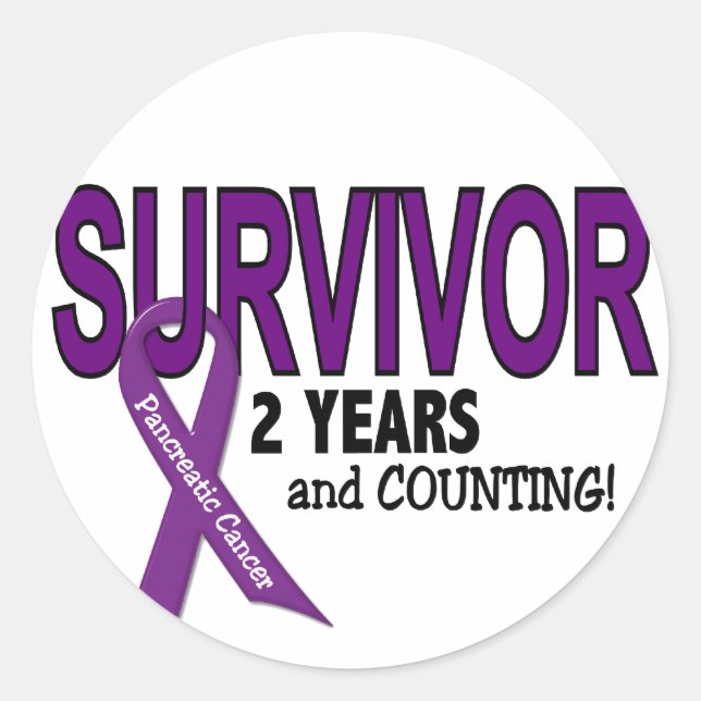 Pancreatic Cancer 2 YEAR SURVIVOR Classic Round Sticker (Front)