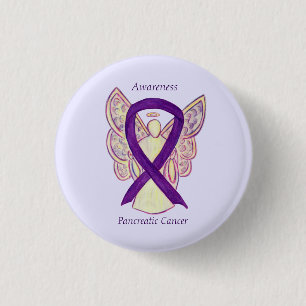 Pancreatic Cancer Angel Awareness Ribbon Art Pins