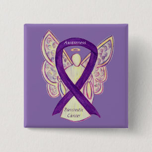 Pancreatic Cancer Angel Awareness Ribbon Art Pins