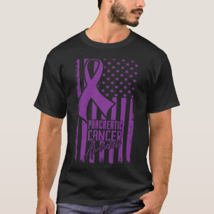 Pancreatic Cancer Awareness American Flag Purple R T-Shirt