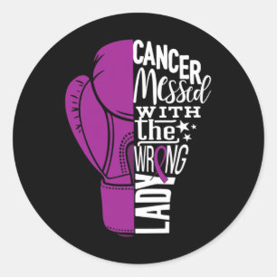 Pancreatic Cancer Awareness  Boxing Glove Tee Classic Round Sticker