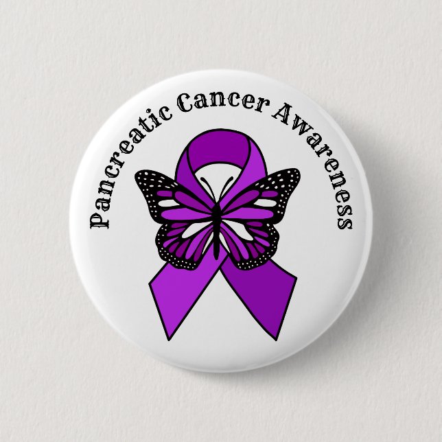 Pancreatic Cancer Awareness | Butterfly 6 Cm Round Badge (Front)