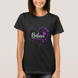 Pancreatic Cancer Awareness Butterfly Believe  T-Shirt