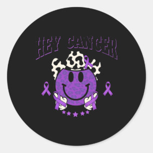 Pancreatic Cancer Awareness Cowboy Hat Leopard Smi Classic Round Sticker