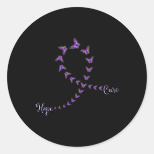 Pancreatic Cancer Awareness Hope Cure Butterfly Classic Round Sticker