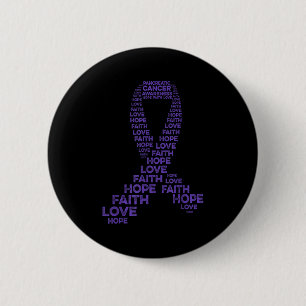 Pancreatic Cancer Awareness Hope Faith Love Purple 6 Cm Round Badge