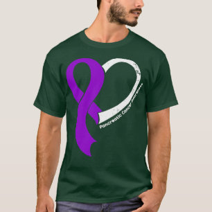 Pancreatic Cancer Awareness Hope Love Heart Ribbon T-Shirt