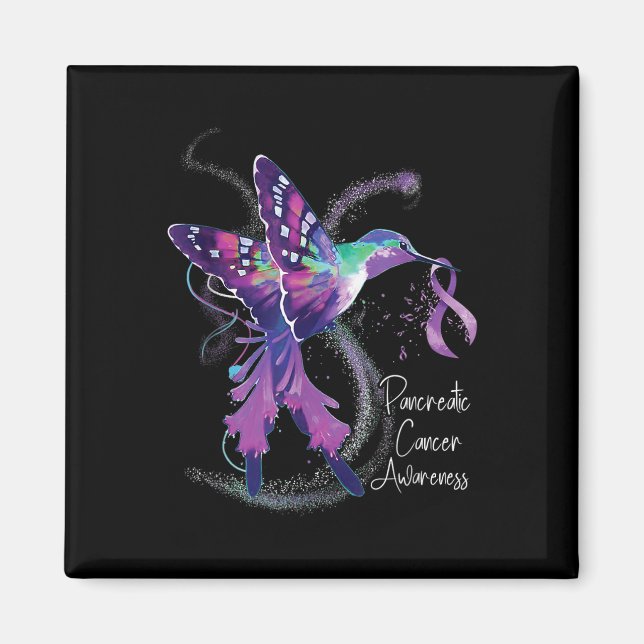 Pancreatic Cancer Awareness Hummingbird Purple Magnet (Front)