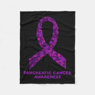 Pancreatic Cancer Awareness I Wear Purple Ribbon  Fleece Blanket