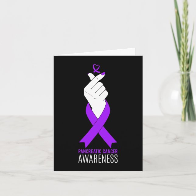Pancreatic Cancer Awareness Kpop Finger Heart  Card (Front)
