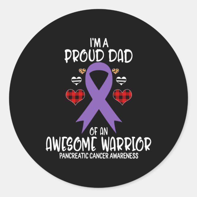 Pancreatic Cancer Awareness Month Purple Ribbon  Classic Round Sticker (Front)