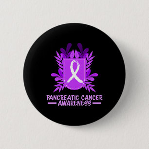 Pancreatic Cancer Awareness Month Purple Ribbon Fl 6 Cm Round Badge