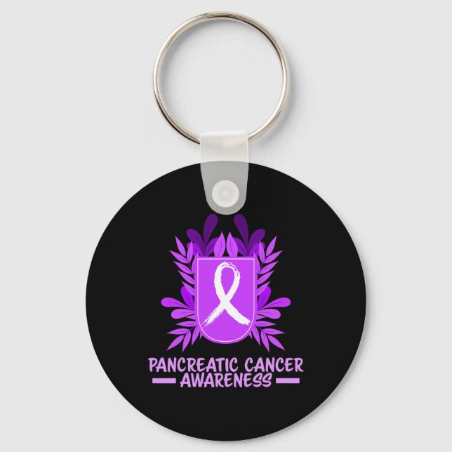 Pancreatic Cancer Awareness Month Purple Ribbon Fl Key Ring (Front)