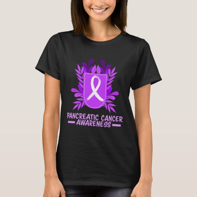 Pancreatic Cancer Awareness Month Purple Ribbon Fl T-Shirt (Front)
