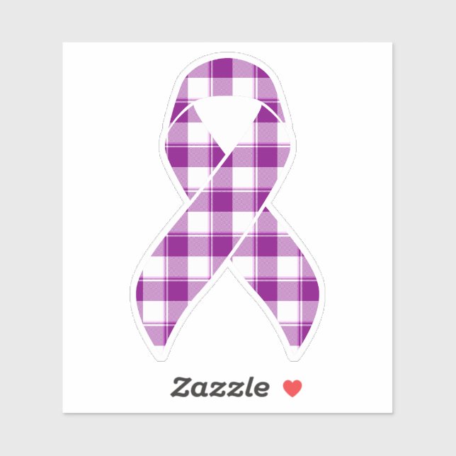 Pancreatic Cancer Awareness Plaid Ribbon Purple (Sheet)