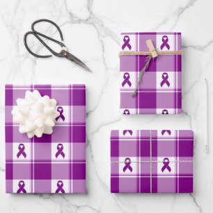 Pancreatic Cancer Awareness Plaid Wrapping Paper