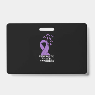 Pancreatic Cancer Awareness Purple Birds ID Badge