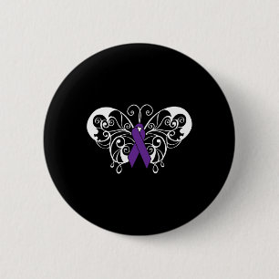 Pancreatic Cancer Awareness Purple Ribbon Butterf 6 Cm Round Badge