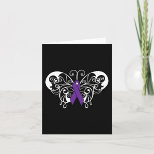 Pancreatic Cancer Awareness  Purple Ribbon Butterf Card