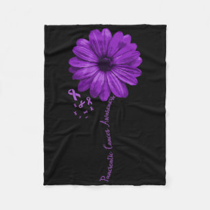 Pancreatic Cancer Awareness Purple Ribbon Floral G Fleece Blanket