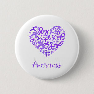 Pancreatic Cancer Awareness Purple Ribbon Heart 6 Cm Round Badge