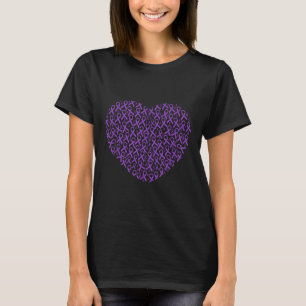 Pancreatic Cancer Awareness Purple Ribbon Heart T-Shirt