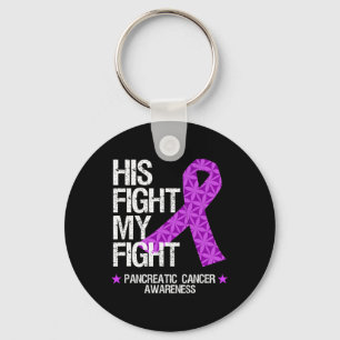 Pancreatic Cancer Awareness Purple Ribbon His Figh Key Ring
