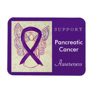 Pancreatic Cancer Awareness Ribbon Angel Magnet